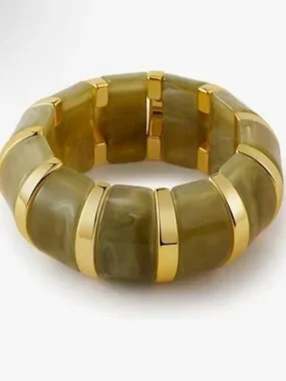 Revolution Olive Resin and Gold Stretch Bracelet